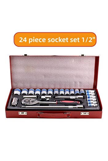 Badem10 Socket Set 24 Pieces Extension T Handle Spark Plug Socket Vehicle Repair Ratchet High Quality 1/2 Dr Socket Set