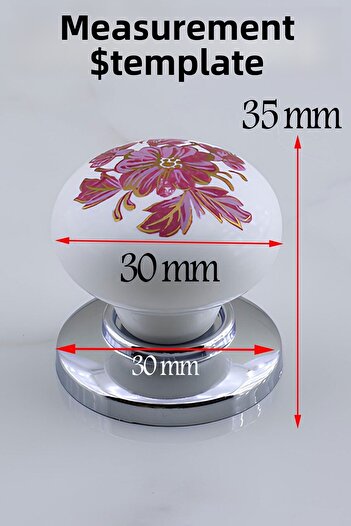 Badem10 Polymer Button Pink Flower Patterned Chrome Furniture Kitchen Drawer Cabinet Cabinet Handle Handle 5 Pieces