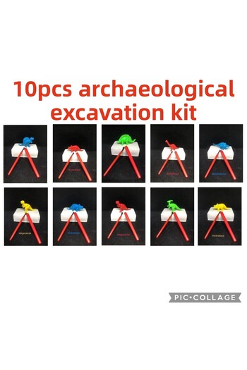 AZİZ OYUNCAK 10Pcs Color Dinosaur Archaeological Excavation Kit Educational Tutorial Science Activity Activity Dinosaur Kind Set