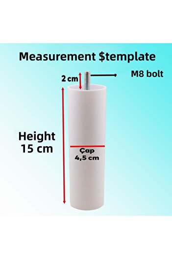Badem10 Furniture Sofa Seat Base Upgrade M8 Bolt-In Fine Tooth Support Leg Feet White 15cm 8 Pcs