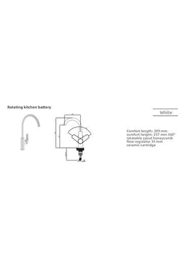 KALE TANDEM ROTARY KITCHEN BATTERY WHITE