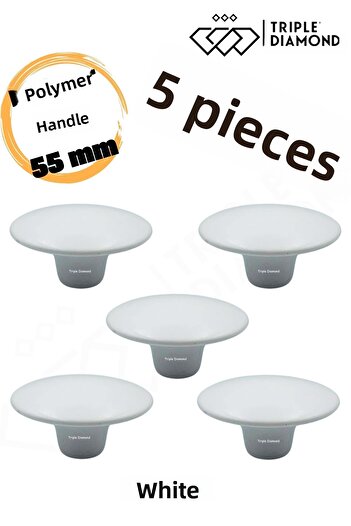 Triple Diamond Buton din polimer alb pentru mobilier, sertar, mânere de bucătărie, mâner pentru dulap, mâner pentru dulap (5 bucăți)