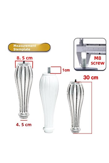 Badem10 White Color 4 Pcs Diamond Plastic Coffee Table Leg 30cm Furniture Coffee Table Leg with M8 Bolts Foot Feet