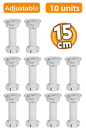 Badem10 15 Cm Picioare Gri Dulap Reglabil Canapea Bancă Pentru Bucătărie - Picioare de înălțire (10 BUC.)