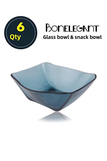 Bonelegant 6 Pieces Dark Blue Glass Bowl & Snack Bowl