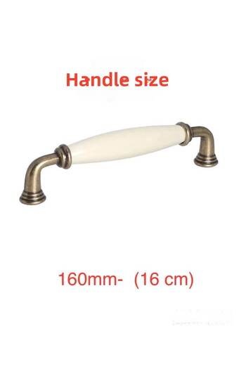 Porcellana Perla Porcelain Handle Cabinet Drawer Furniture Kitchen Handle Ruby 160Mm-Cream-Antique Yellow-Metal Leg-Stk1548
