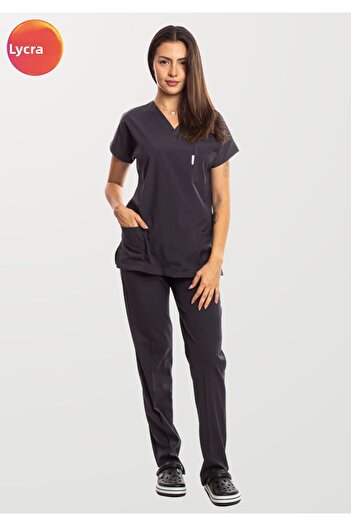Simirna Üniforma Smoked Premium Fabric Lycra Surgical Doctor Nurse Scrubs Jersey Suit