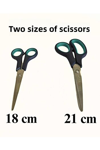 Vi Caro 2 Size Steel Cardboard Fabric Paper Cutting Cut Scissors Office Multi-Purpose Sharp Scissors (21cm 18cm)