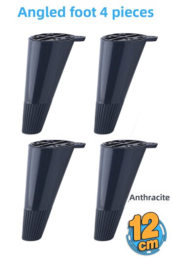 Badem10 Unghi conic 12 cm Antracit 4 bucăți Mobilier pentru picioare Riser Baza Picior Scaun Sub canapea Puf Picioare