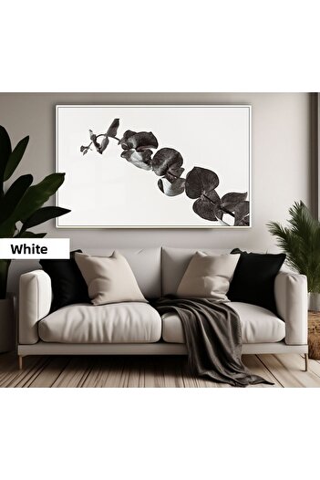 Harikabirev Amazing | Black&White Color Leafed Plant Model | Framed Tempered Glass Table Single Horizontal
