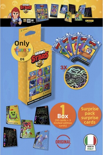 TOYFEST Brawl Stars Panini Official Card Box: 1 Box (30 Cards + 3 Limited Edition Cards)