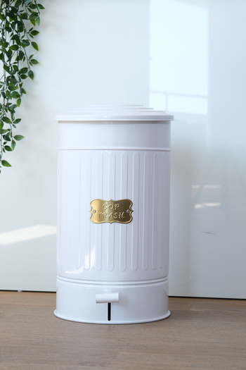 Yıldıray Metal Metal Lid White Color Galvanized Kitchen Bathroom Pedal Trash Can 30 Lt