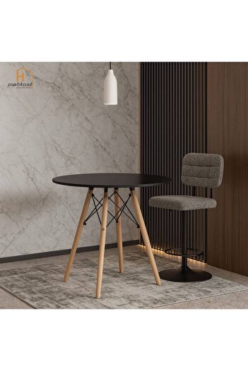 Al Saada Home طاولة خشبية للاستخدام الفردي - كمية محدودة - أسود - 80x80x75