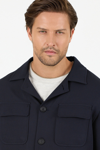 Frappoli Viana Men's Navy Blue Overshirt Lycra Sports Jacket