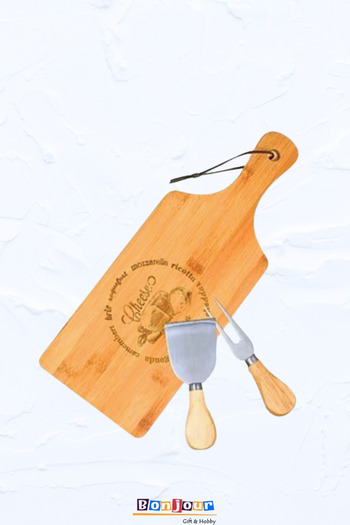Bonjour Gift & Hobby 2 Blade Cheese Cutting Board Presentation Board Special Cutting Apparatus