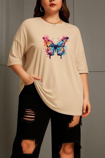BENROMA Plus Size Butterfly Printed Unisex T-Shirt