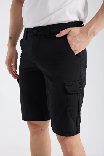 muzzo jeans Μαύρο βαμβακερό σορτς Chino με τσέπες Cargo