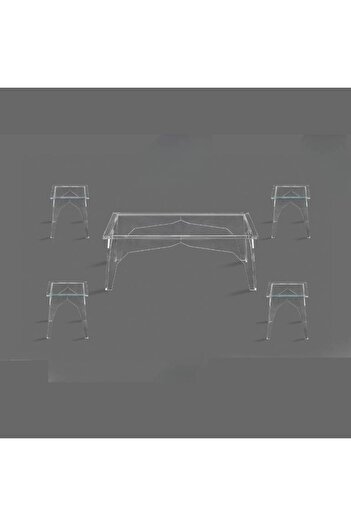 Al Saada Home Rectangular Coffee Table Set 5 Pieces Acrylic