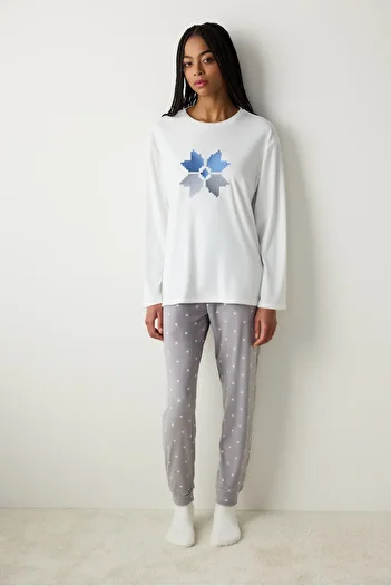 Penti Hanorac drăguț Fulg de zăpadă Fuzzy Off-White