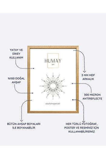 Humay Art Doğal ahşap renkli Modern Dekoratif Çerçeve 42x60 Cm iç ölçüsü