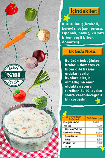 Makarna Lütfen Unsuz Sebze Çorbası ( 8-10 Ay-50 G)