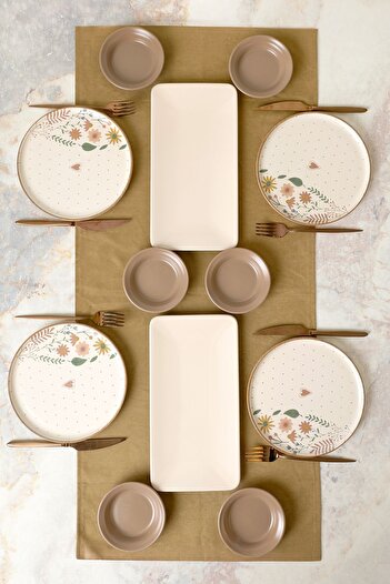 Keramika Soft Bloom Breakfast Set 12 Pieces for 4 People 22875