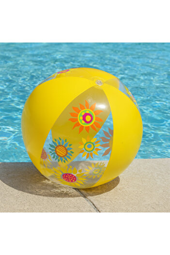 BESTWAY 51 cm Patterned Yellow Inflatable Sea and Pool Ball - Children's Garden Play Ball