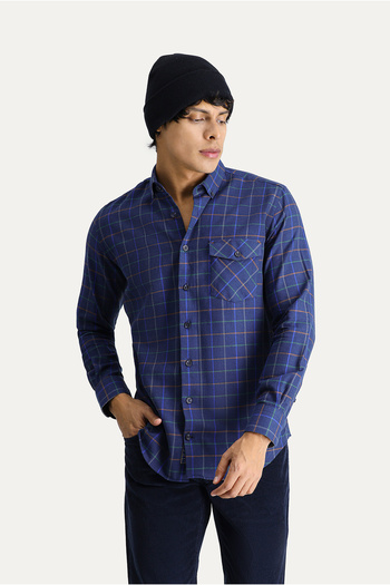 Kiğılı Μακρυμάνικο Slim Fit Slim Fit καρό ξυλοκόπος αθλητικό βαμβακερό πουκάμισο με γιακά με κουμπιά