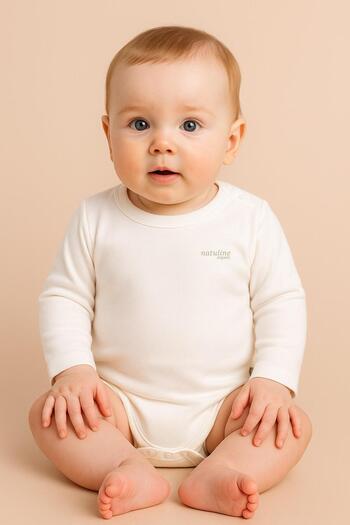 natuline Baby Body Organic Cotton Long Sleeve Basic Nature Zıbın 4-Pack