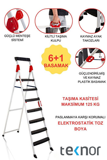 Teknor Extreme Plastik 6+1 Basamaklı Metal Merdiven