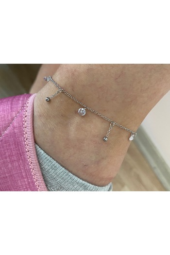 kurukafagift Anklet Steel Stone Silver Color