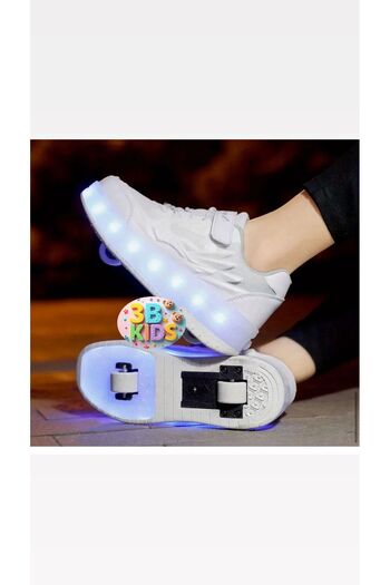 3b kids Light up Roller Skate Shoes White Sneakers Boys Kids Girls Children Roller Skate Shoes
