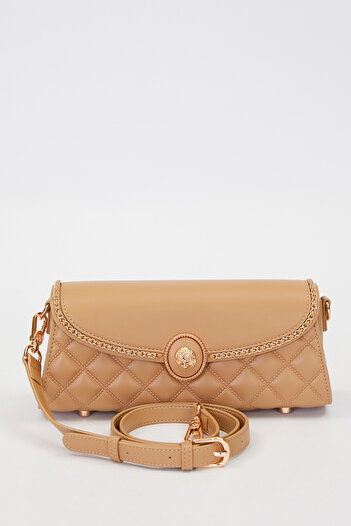Levidor Stylish Women's Shoulder Bag with Quilted and Metal Chain Detail 930390 Mink