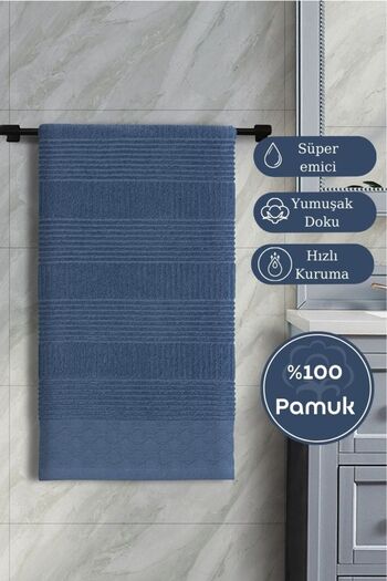 Karna Home Бавовняна одношарова рушник з жакардовим візерунком Karna Home Ruma 70x140 см - індиго