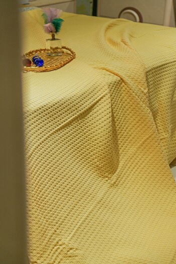 Muteks Premium 100% Cotton Single Summer Pike - Anti-Sweat Fabric (SUN YELLOW) 160X240CM