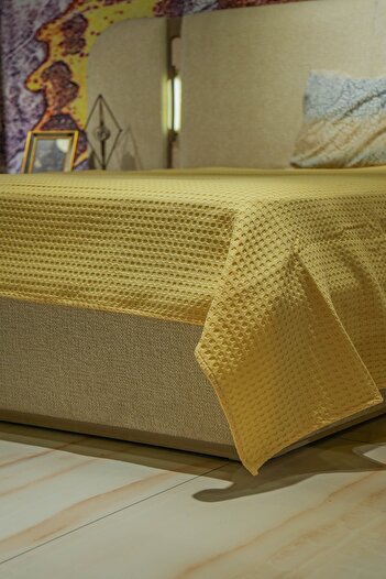 Muteks Premium 100% Cotton Single Summer Pike - Anti-Sweat Fabric (SUN YELLOW) 160X240CM