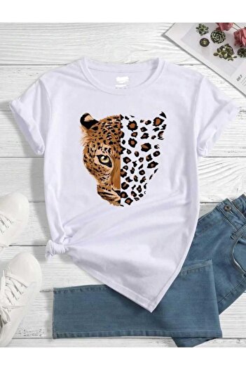 Elvino Άνετο μπλουζάκι Unisex Oversize Leopard Printed