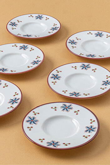 RUBİ PORSELEN Porcelain Patterned Tea Plate Set of 6