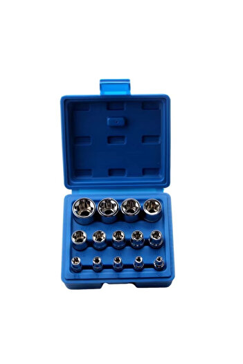 Choice 1 SET-BLUE 14PCS Female E Star Torx Socket Set E4-E24 External Hex Socket Insert Nut Versatility Com