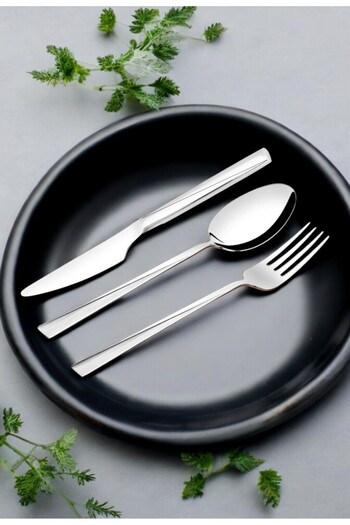 Gökdil Asrin Gold Touch 18 Piece 6 Person 18/10 Stainless Steel Fork & Spoon & Knife Dinner Set