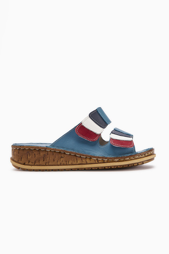 Limoya Genuine Leather Kassid Blue Comfort Women's Slippers