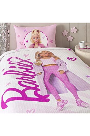 Taç Barbie Light Single Crown Licensed Cotton Pique Set