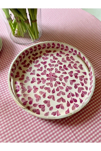 Decamor home Handmade Pink Detailed Tray Large Size