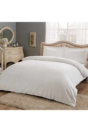 Taç Basic King Size White Crown Satin Bedding Set