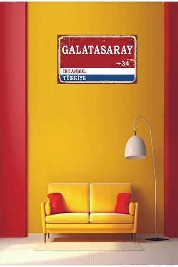 hediyesepetin Galatasaray Yön Tabelası Retro Vintage Ahşap