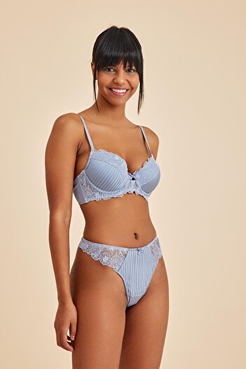 Amarelle Paris Gray Blue Lace String Panties