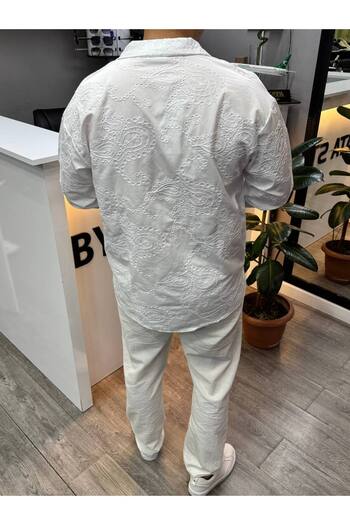 BYATA MENS STYLE Men's Embroidered Oversize Shirt