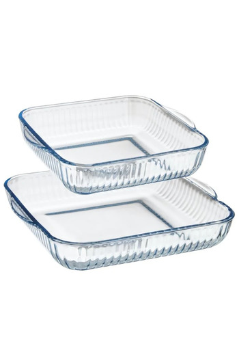 Broart Turkish Pyrex Oven Tray Set Square 2 Pieces 1.6L / 2.9L