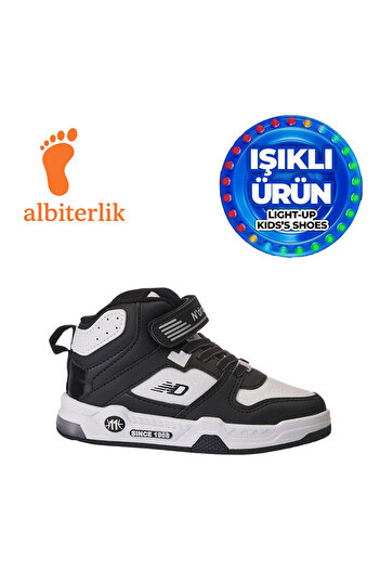 AlbiShoes Unisex Erkek Kız Çocuk Basket Boğazlı Cırtlı 4 Mevsim Işıklı Kışlık Çocuk Spor Ayakkabı