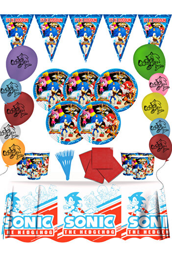 Sonic Boom 40-Person Birthday Party Supplies Ornaments Set Plaid